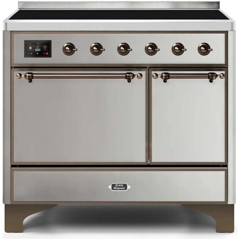 ILVE Majestic II Series 40 inch Induction Range with 6 Induction Elements (Glass Door), Stainless Steel/Bronze