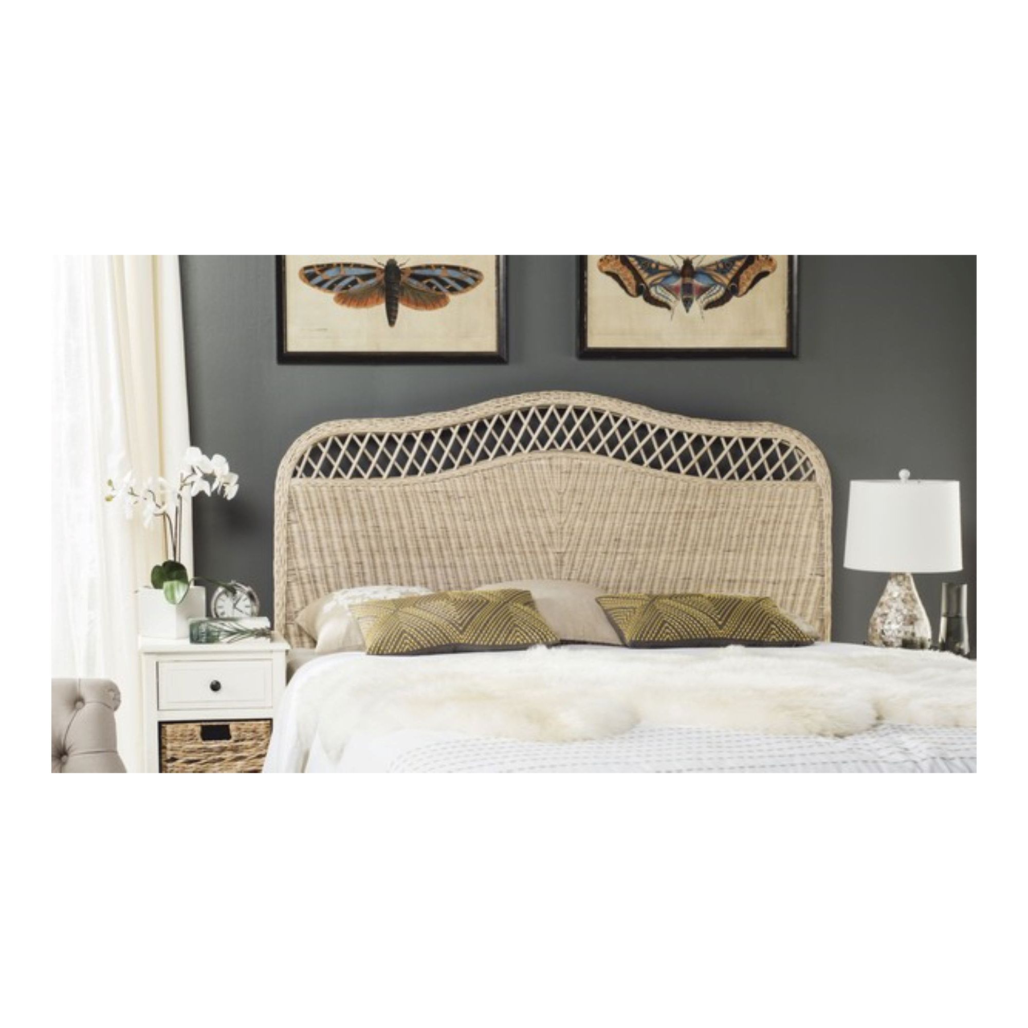 Almus Headboard, Full, White Washed
