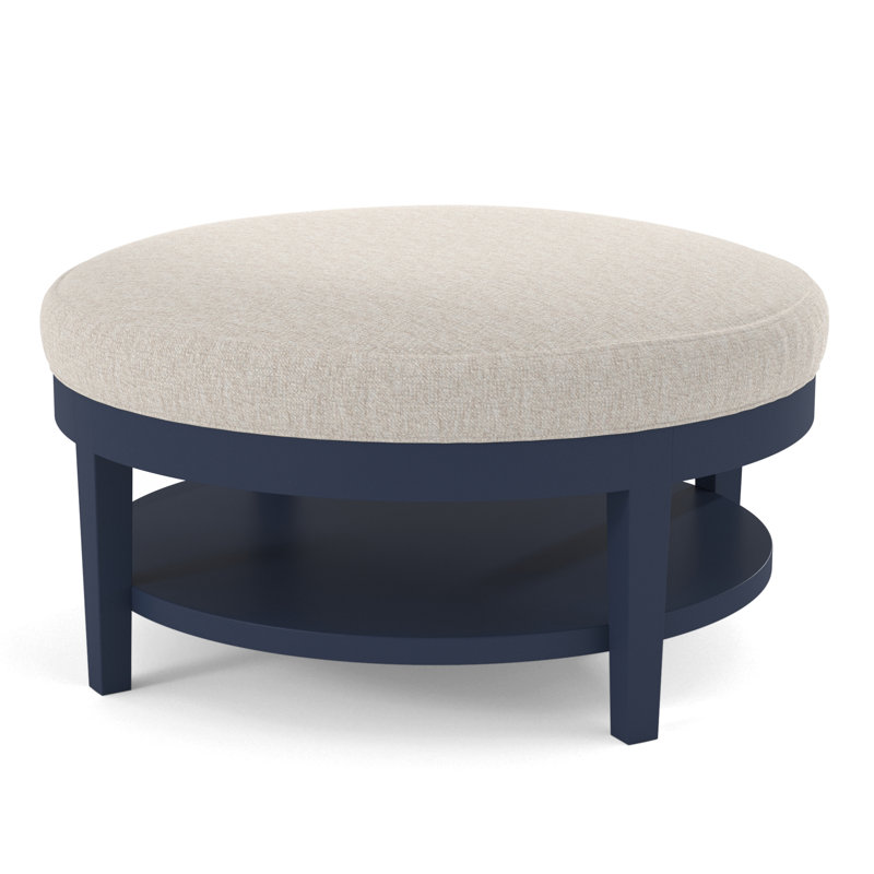 Midtown Upholstered Ottoman, Snow Crypton Performance; 0884-91, Antique Black Finish