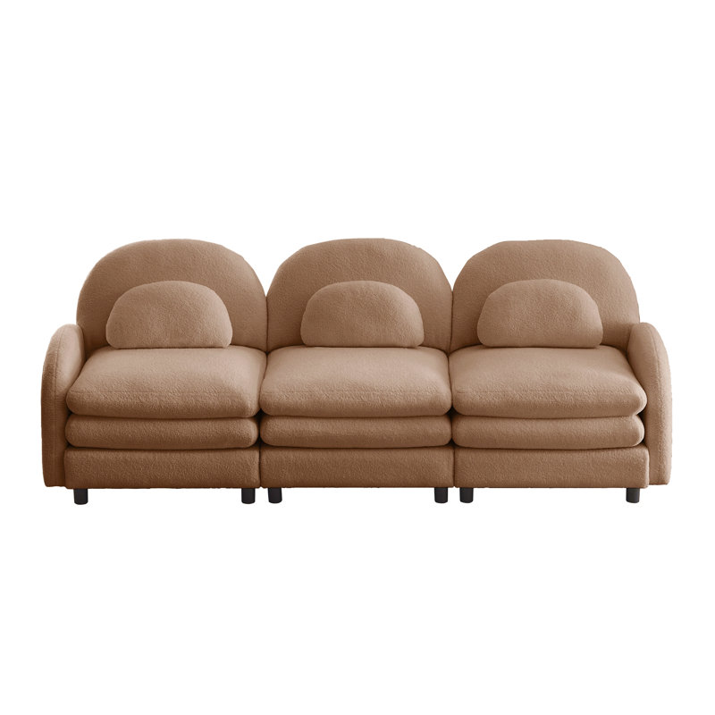 Canapé 3 places Teddy, Chameau, H 35,4 po x l 98,2 po x P 38,8 po