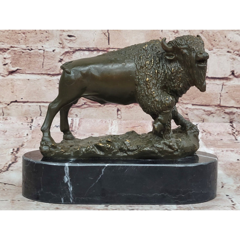 Sculpture de bison de l'Ouest américain en bronze - bison rustique