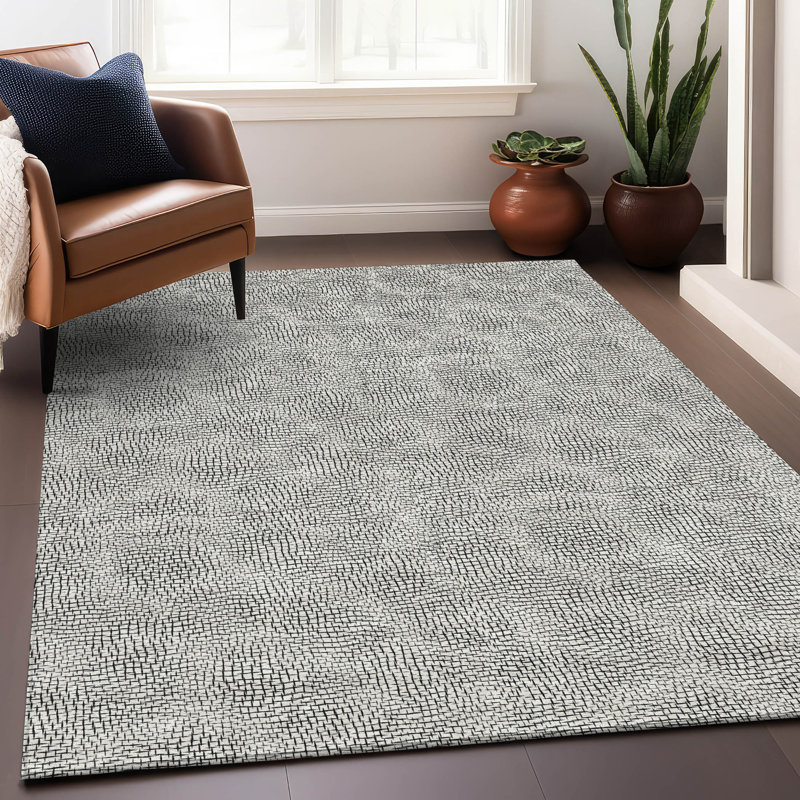 White Rectangular Synthetic Washable Area Rug 3' x 5'