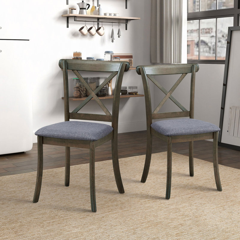 Ensemble de 2 chaises de salle à manger en bois avec dossier en X, Chêne