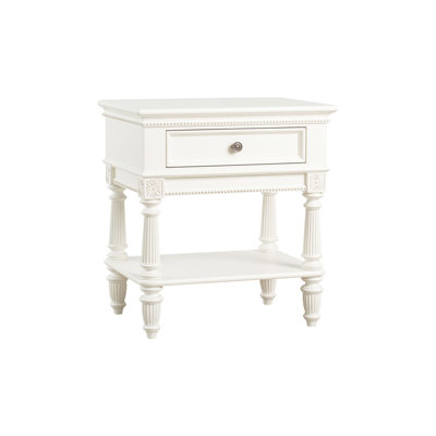 Table de chevet Shira à 2 tiroirs avec port USB, finition dentelle