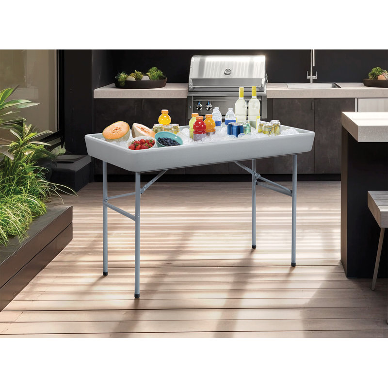 OSP Home Furnishings Serving Station / Cart Cooler in Ivory