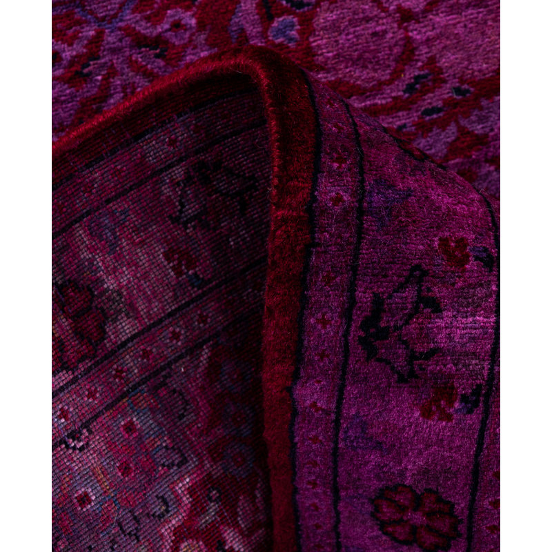 Overdyed Hand-Knotted Wool Modern-Contemporary Pink Runner 2' 1" x 6' 1"