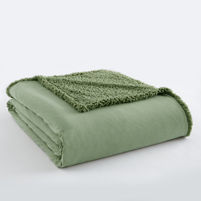 Couverture en sherpa Micro Flannel MD, Très grand (l 90 po x L 104 po), Saule