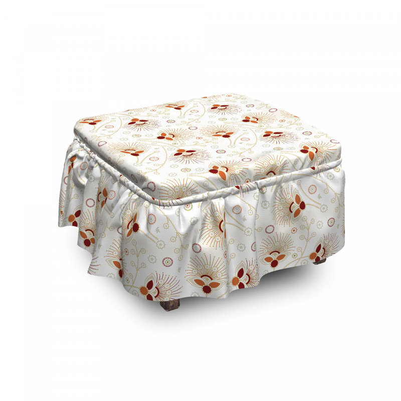 Housse pour repose-pieds chevrons et fleurs