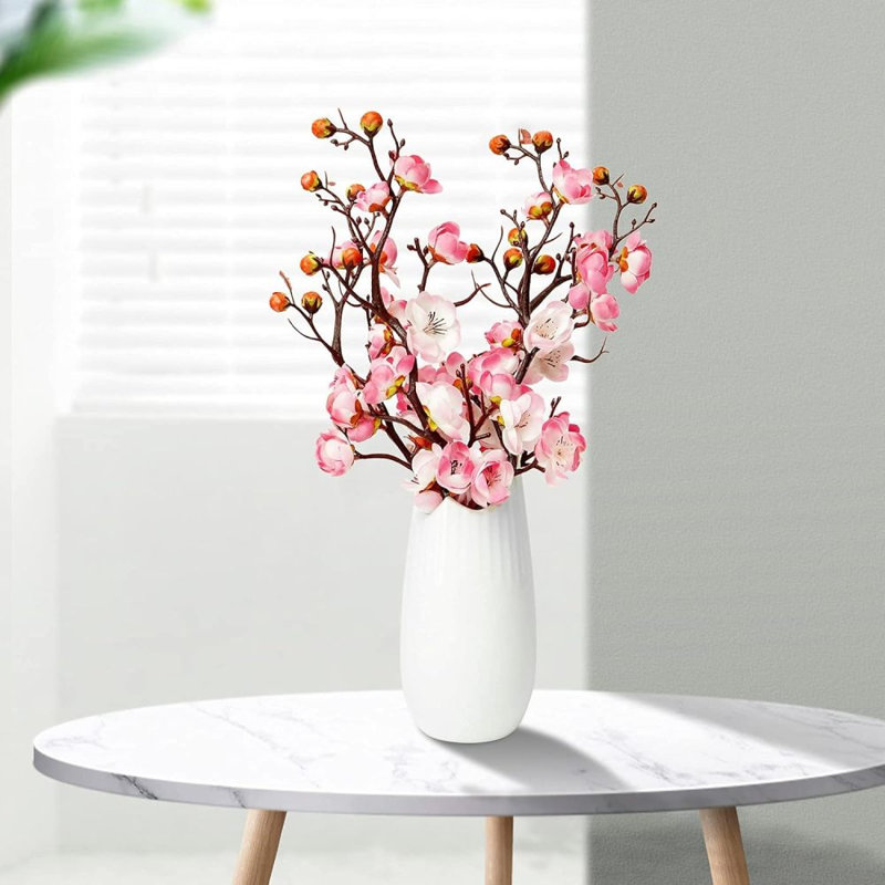 6 pièces de fleurs artificielles longues fleurs de prunier, Rose