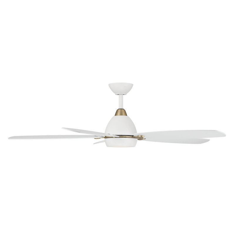 Soreno 52" 5CCT LED Ceiling Fan, White/Brass, White