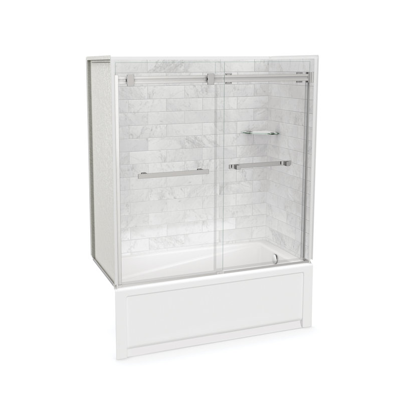 Utile 6030 Composite Direct-to-Stud Three-Piece Tub Wall Kit in Marble Carrara, 60" H x 60" W x 30" D