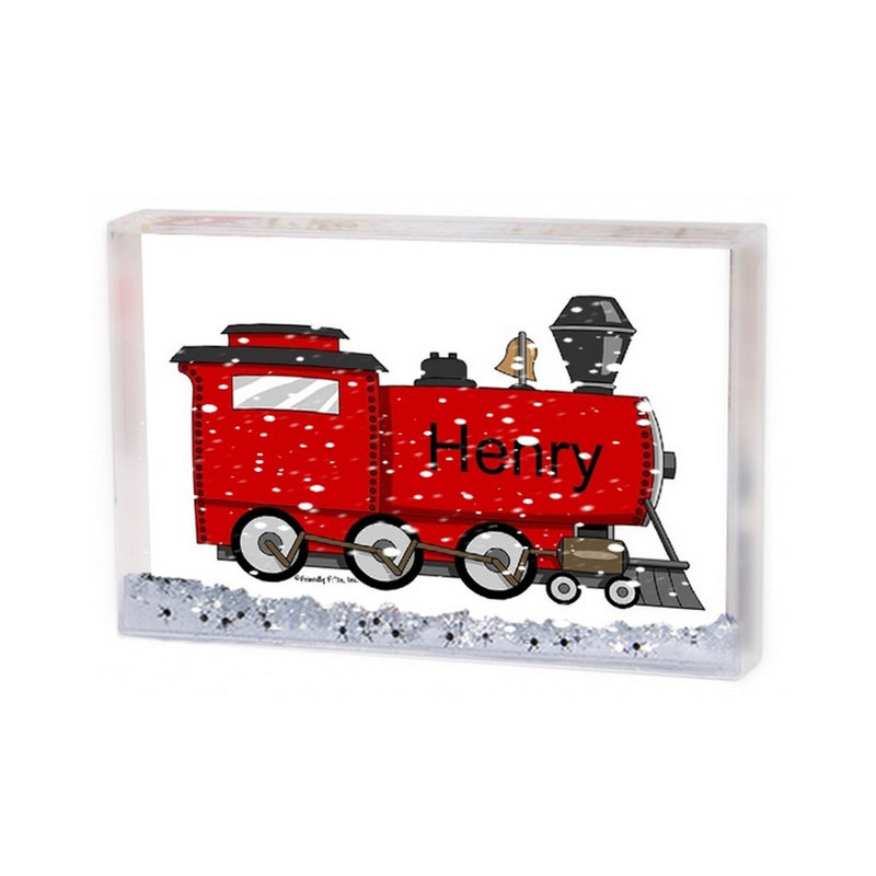 Personalized Train MINI Snow Globe Frame Gift, 2.5" H x 3.75" W x 1" D, Yes