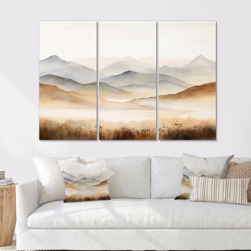 «Mountain Silent Beauty II - Landscape Mountains», ensemble d'art sur toile, Toile tendue, H 40 po x l 60 po x P 1 po