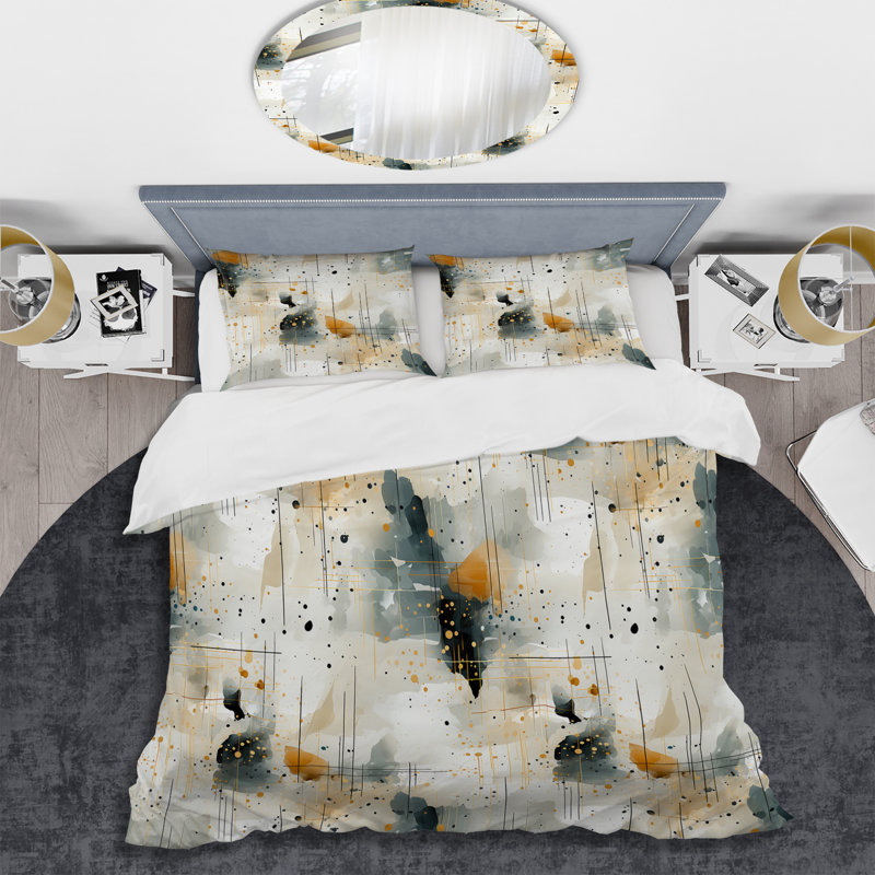 Urban Geometric Pattern - Abstract Duvet Cover Set, Queen Duvet Cover + 2 Standard Shams