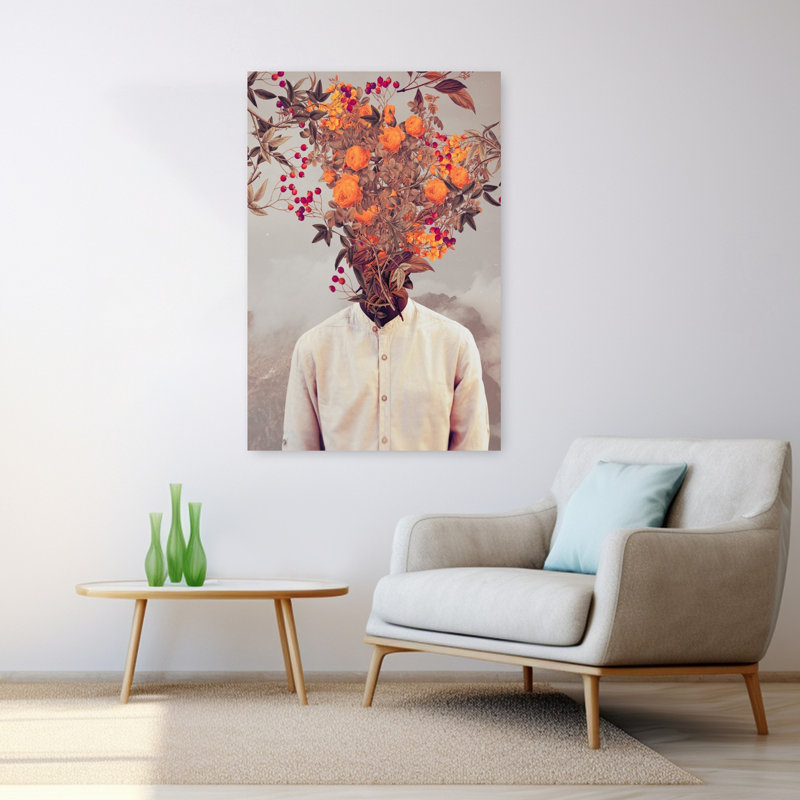 Art contemporain contemporain rétro surréel, H 48 po x l 32 po