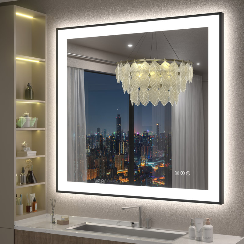 Aevar UL Certified Front & Back LED Anti-Fog Tempered Glass Framed Bathroom/Vanity Mirror with 3-Year Warranty, 40" x 38"