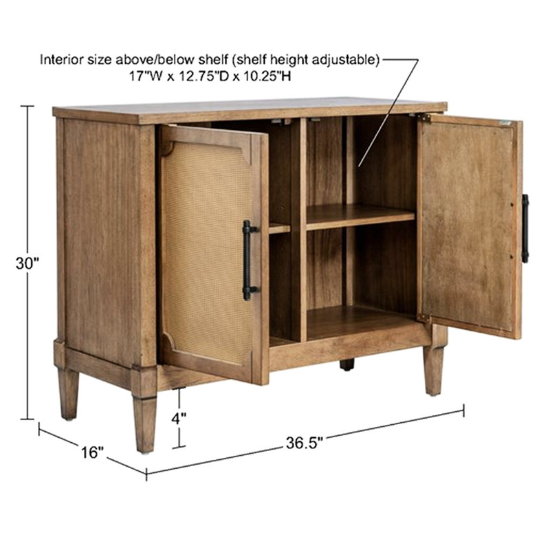 Armoire à cannes tissée avec surface en placage de bois massif et fermeture à unité de verrouillage magnétique