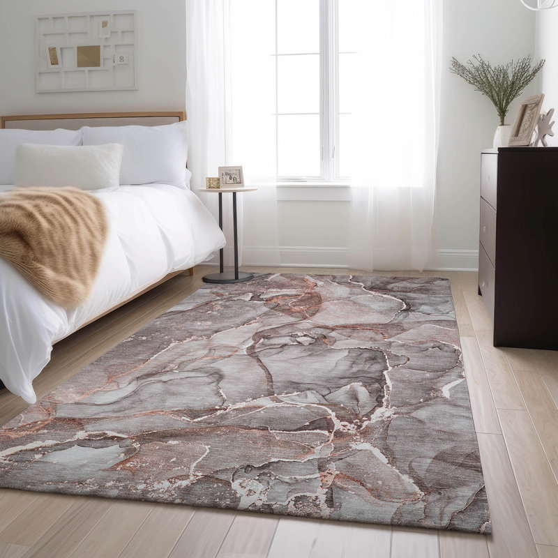 Tapis gris Cerrito AMF519 lavable à la machine de qualité supérieure, Rectangle de 10 pi x 14 pi