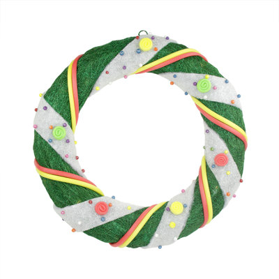 Couronne de Noël artificielle pré-éclairée en sisal rayé - lumières claires