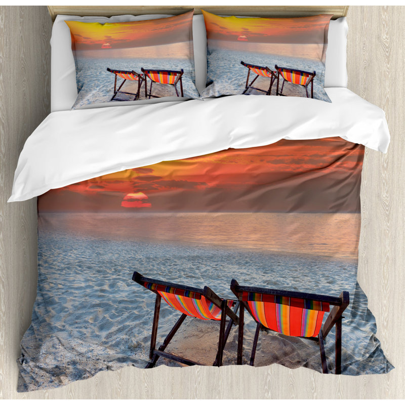 Coastal Polyester Duvet Cover, Queen Duvet Cover + 2 Pillow Shams