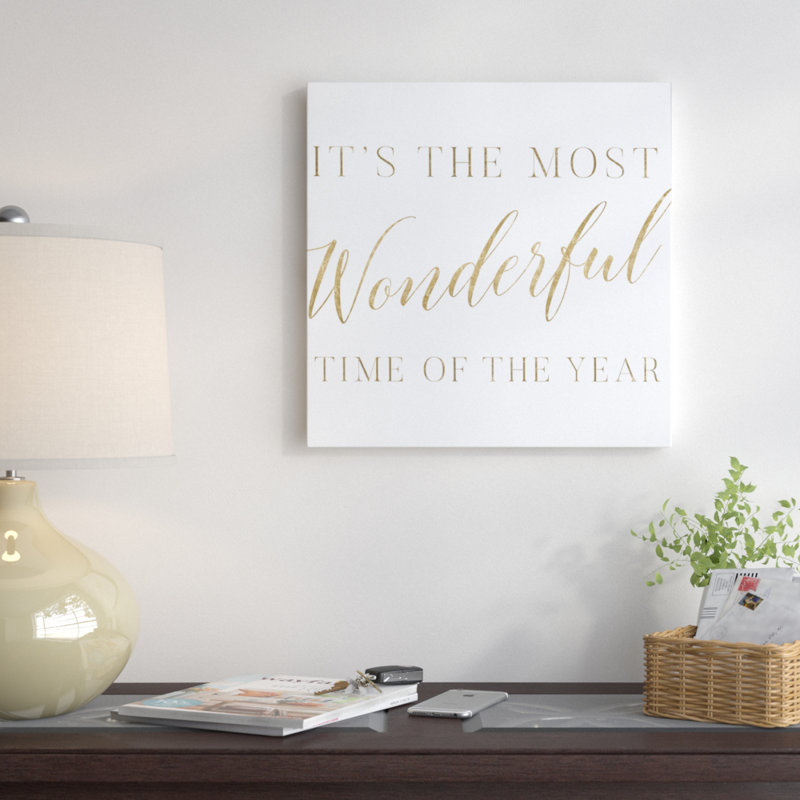 «Wonderful Time Gold», art textuel sur toile tendue, H 40 po x l 40 po, Toile tendue
