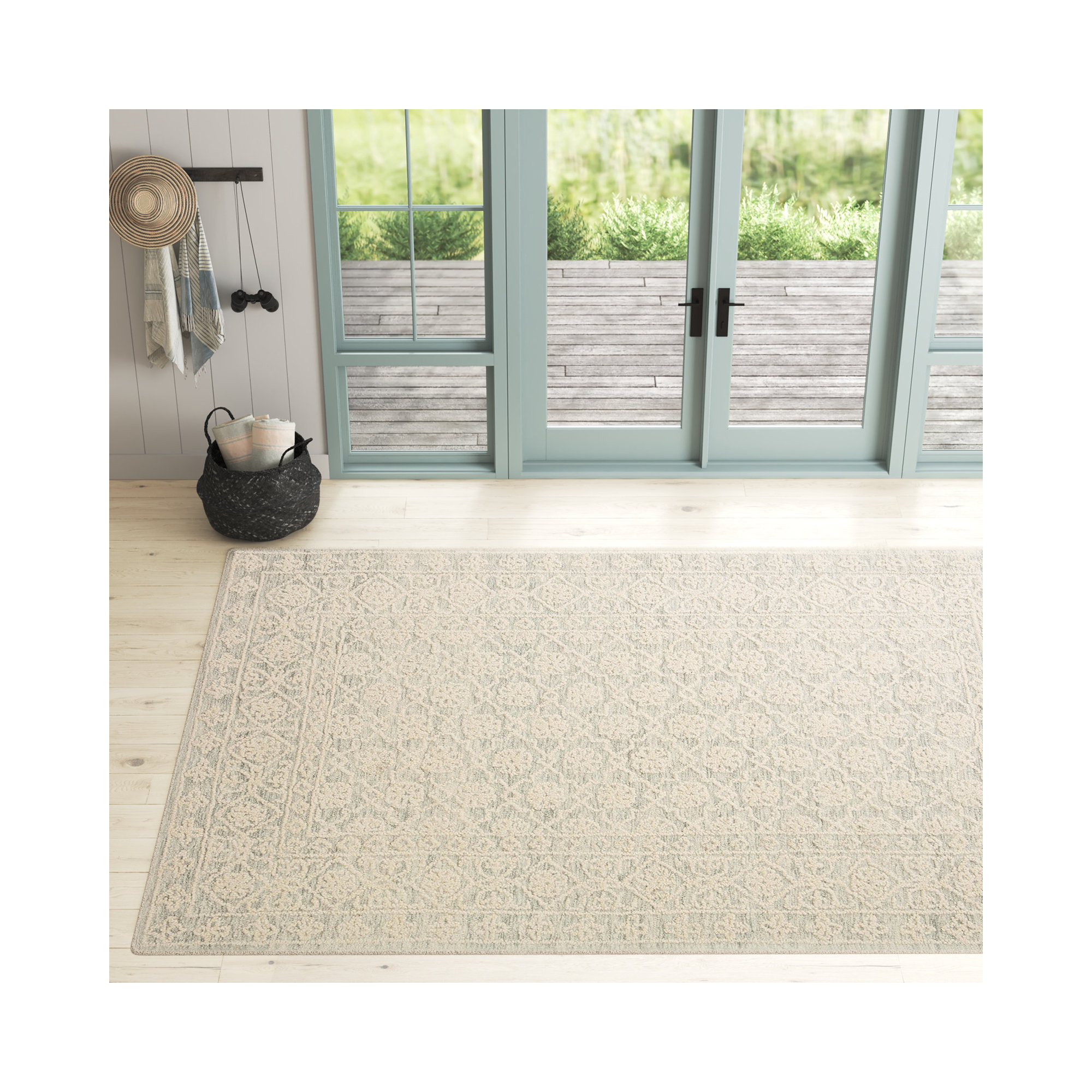 Albie Handmade Wool Mist/Ivory Rug, Rectangle 11'6" x 15'