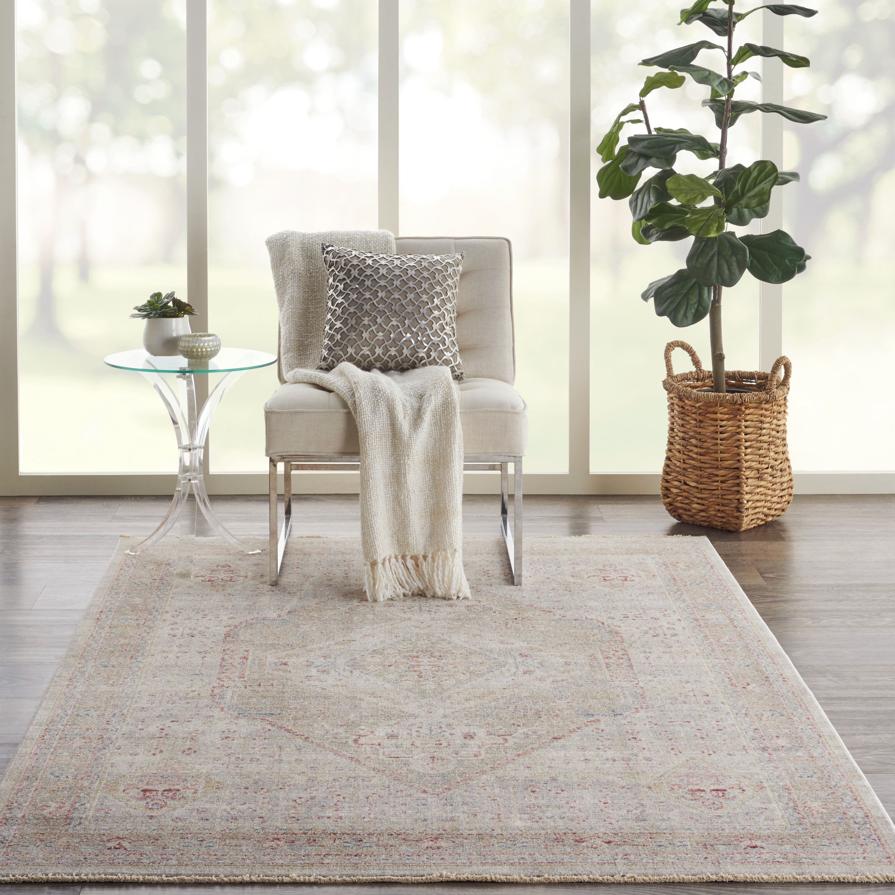 Bungalow Rose Annalisa Traditional Farmhouse Beige Area Rug | Wayfair