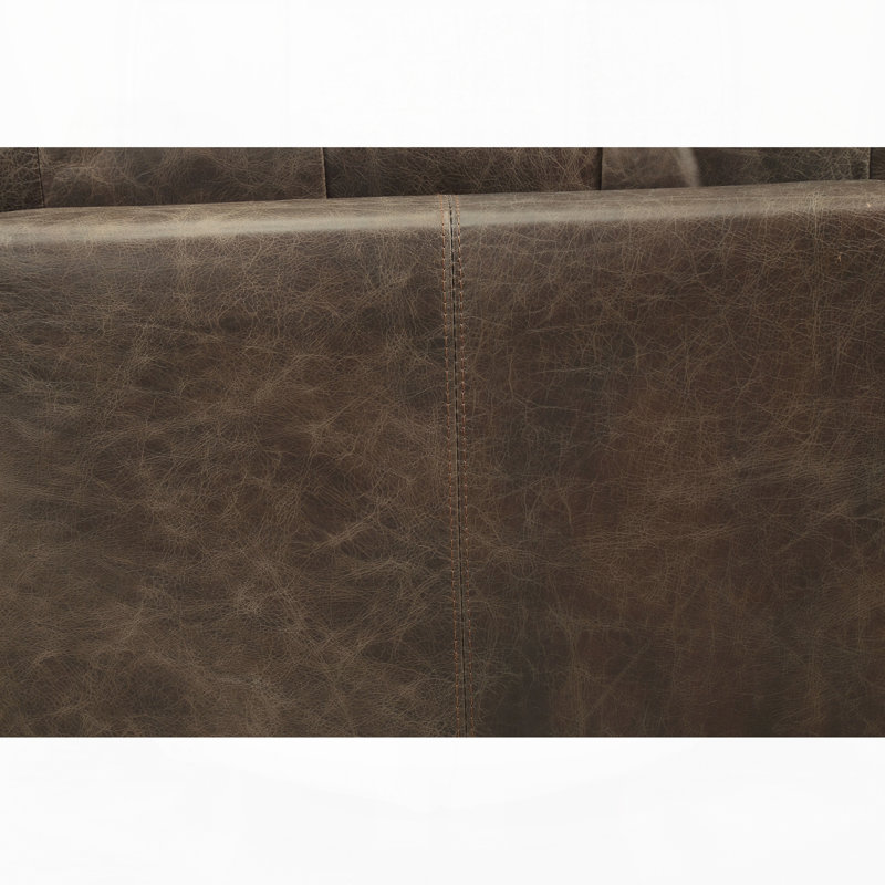 Canapé en similicuir, L 95 po, Chocolate,Oak Faux Leather
