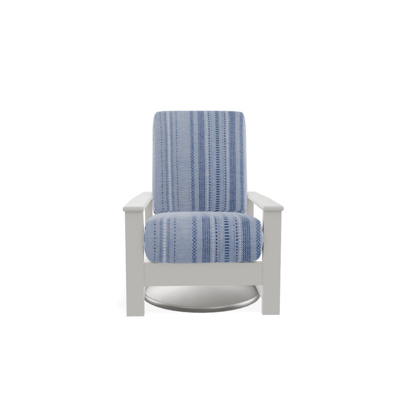 Chaise berçante pivotante cachée en polymère Leeward, Neige, Chambray Copeland