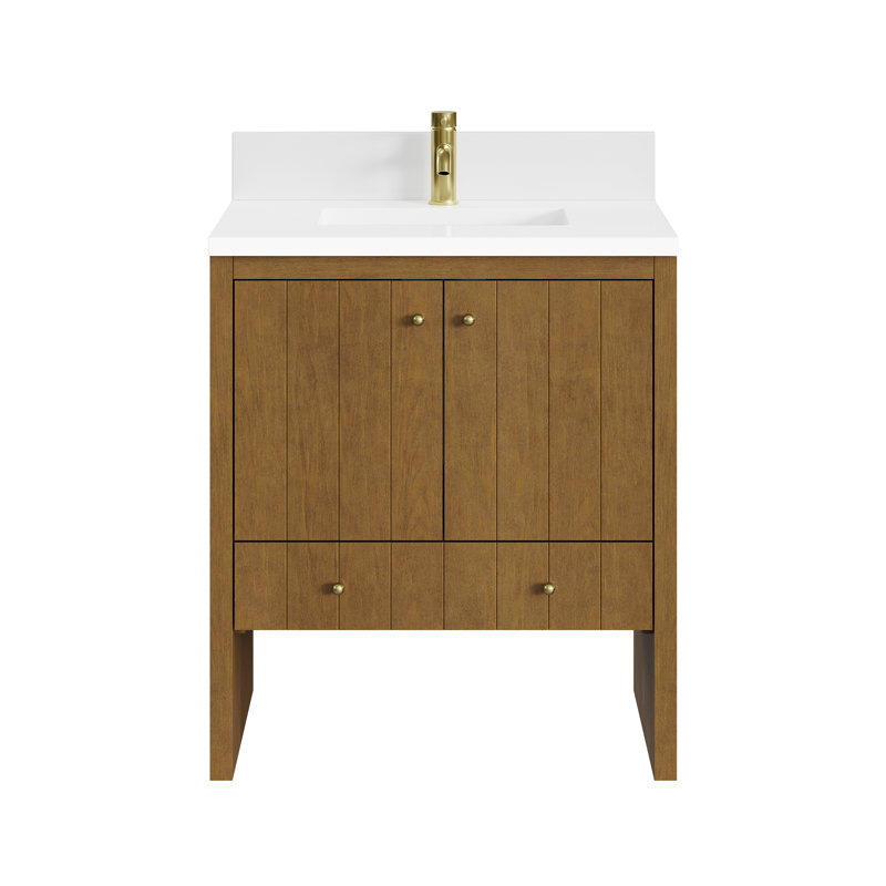 Hudson 30" W Single Vanity, Single-Hole, White Zeus Silestone with Backsplash