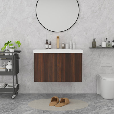 Meuble-lavabo de salle de bain avec lavabo en résine