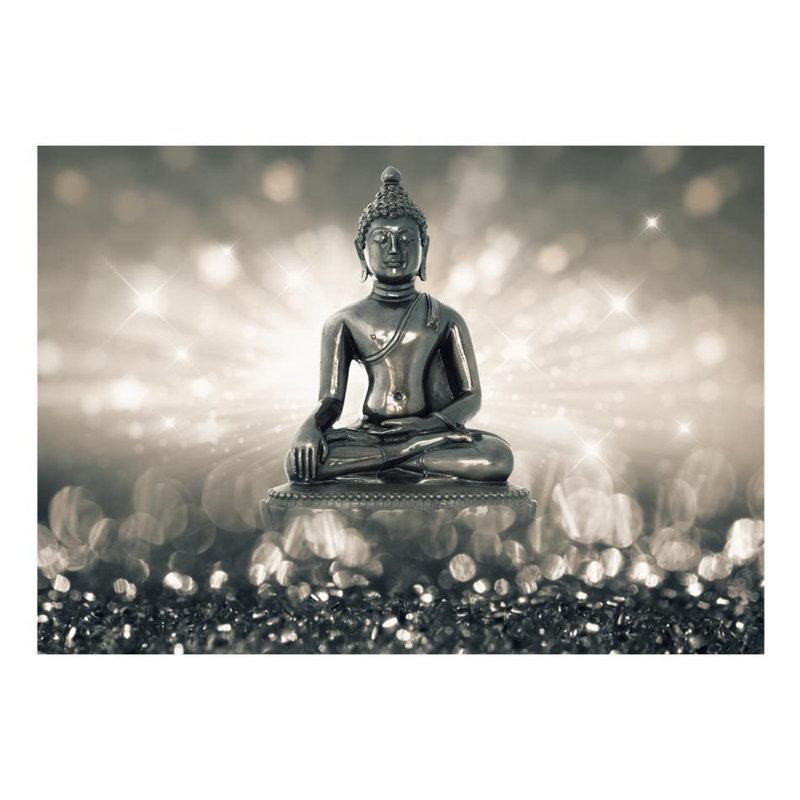 Adhésif mural Bouddha Bovian, Argent, L 68 po x l 96 po