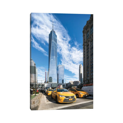 One World Trade Center And Cabs In New York City by Jan Becke - Wrapped Canvas Print