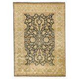 Hand Knotted Wool Area Rug in Black And Grey