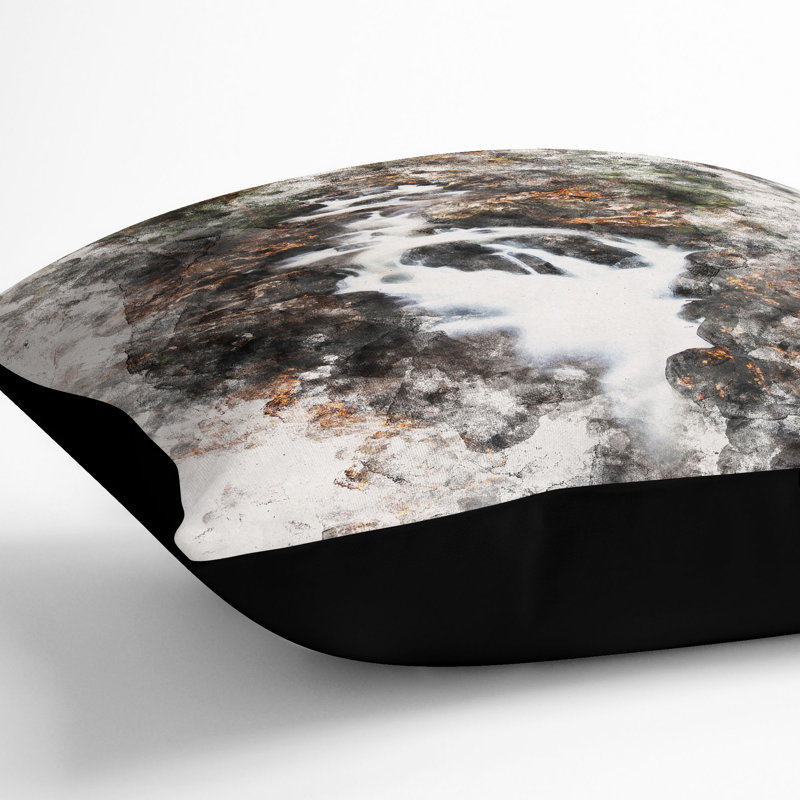 Woodland Stream Cushion with Filling, 40cm H x 40cm W x 15cm D, Black