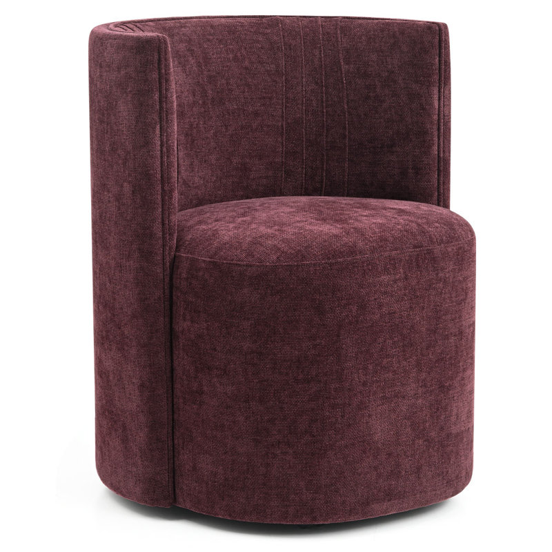 Fauteuil d'appoint moderne rembourré en tonneau avec base pivotante, Rouge vin