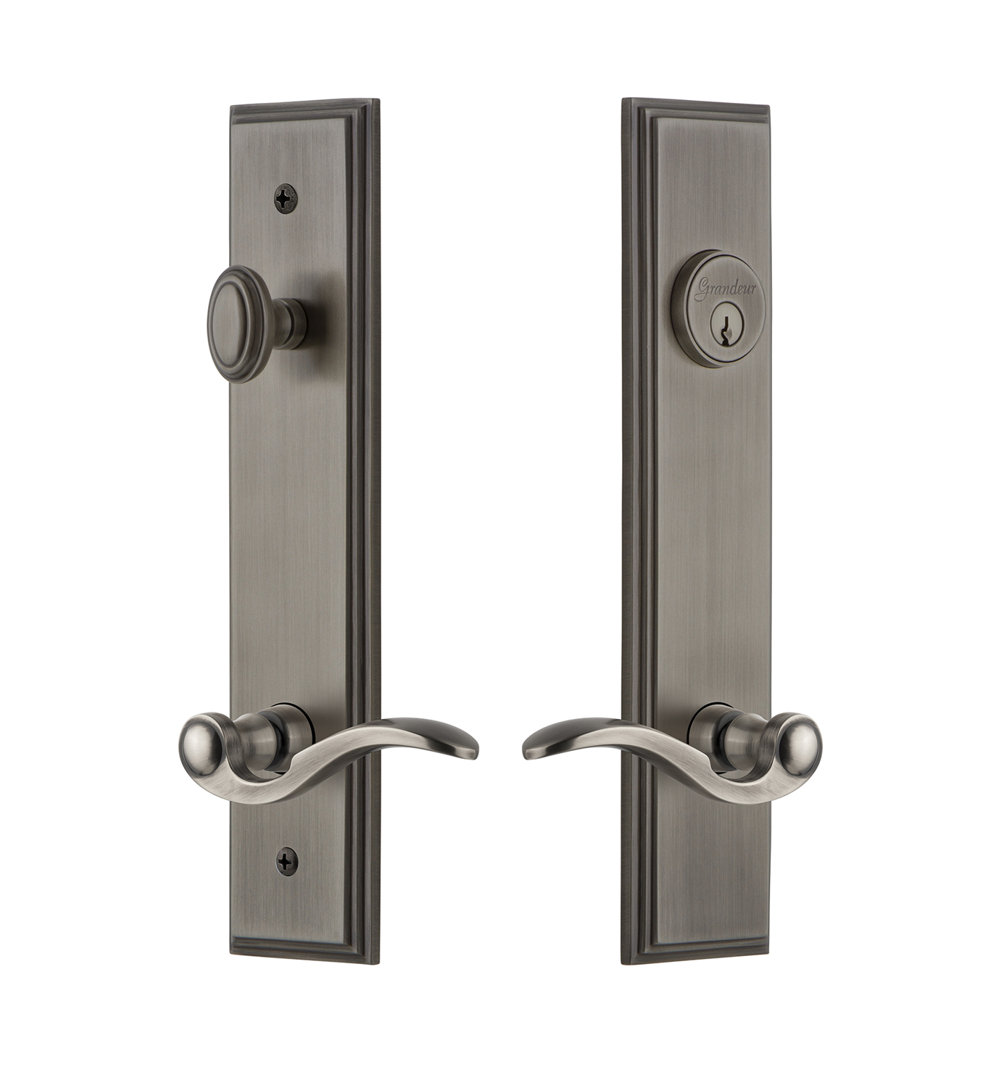 Carré Tall Plate Complete Entry Set with Single Cylinder Deadbolot and Bellagio Lever Grandeur 