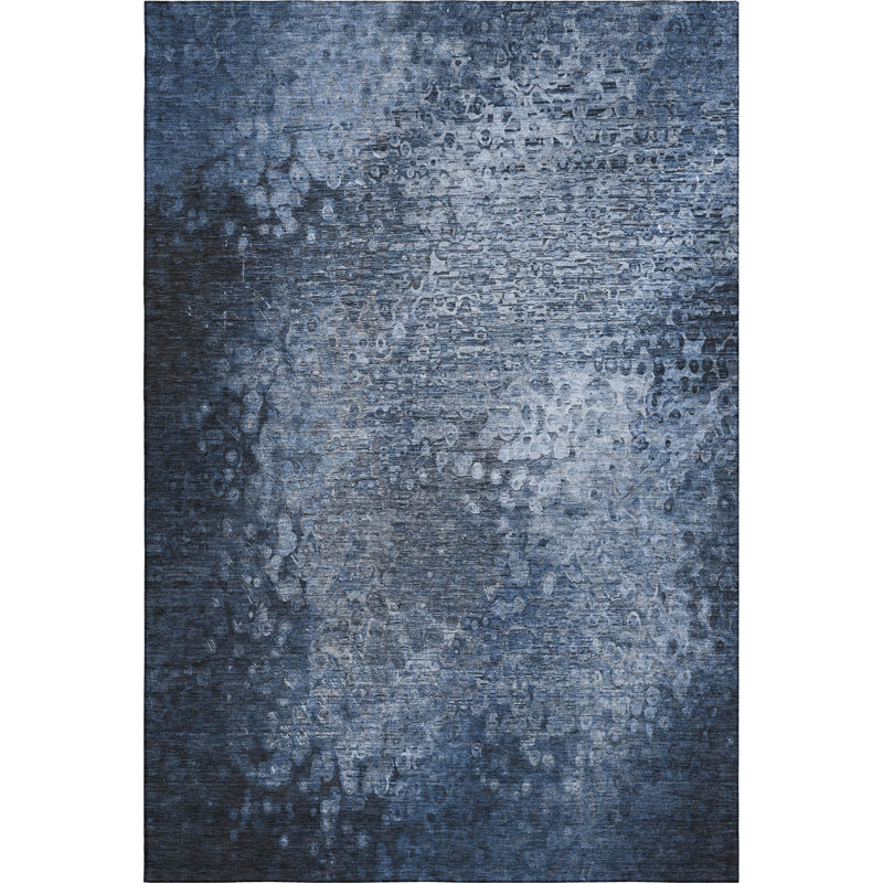 Tapis bleu Cerrito AMF565 lavable à la machine de qualité supérieure, Rectangle 9 pi x 12 pi