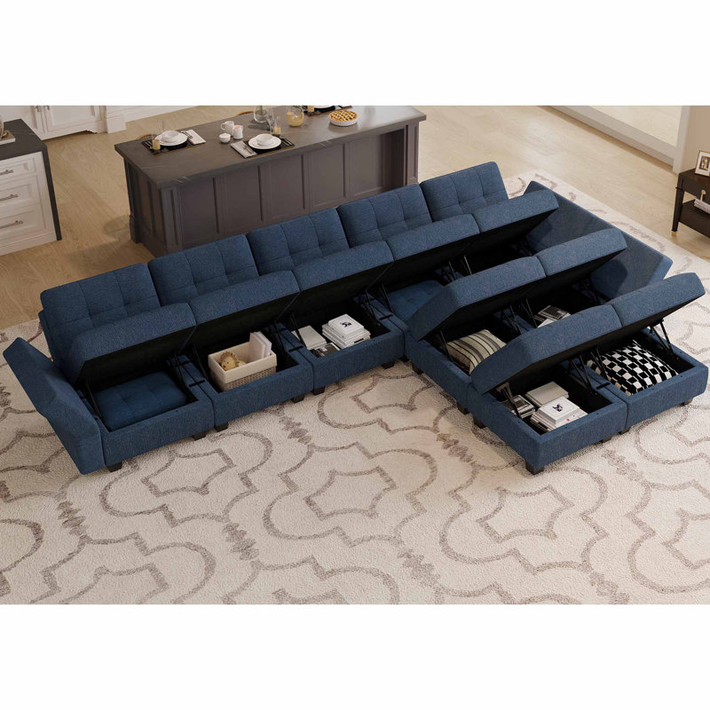 Canapé de salon Ashbury Ivery, Polyester bleu