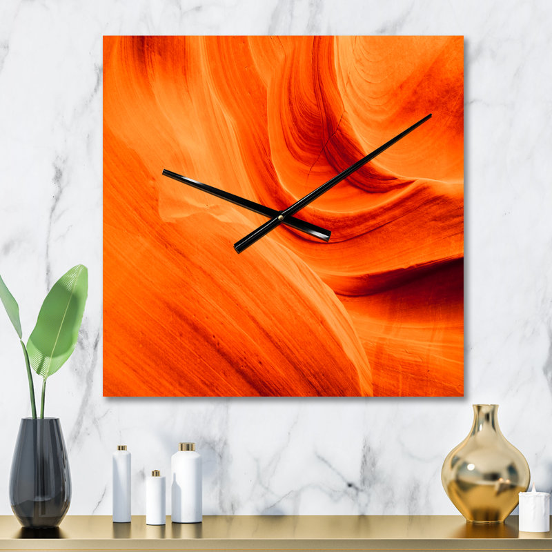 Orange Upper Antelope Canyon - Modern Wall Clock, Medium