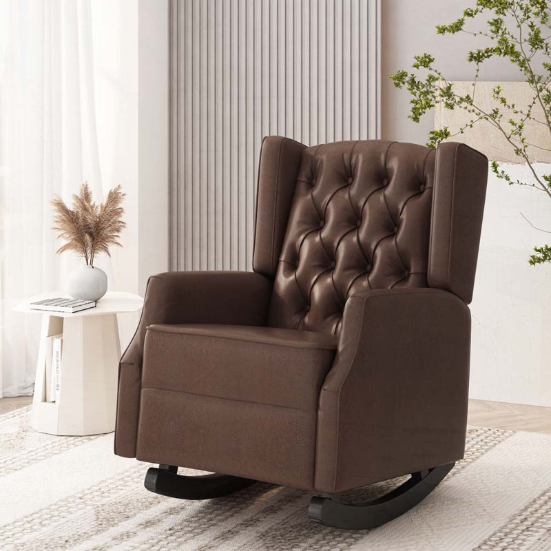 Chaise berçante en similicuir, Marron foncé