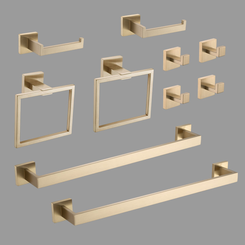 10 - Piece Bathroom Hardware Set, Brushed Gold