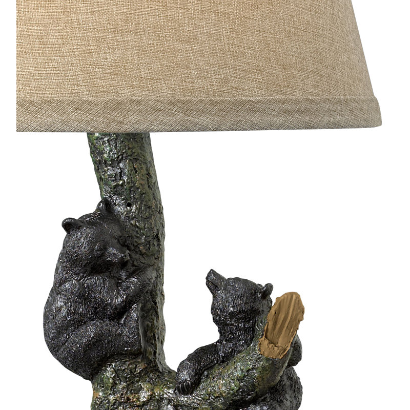 Grigio 31" Natural Tree and Black Bear Resin Table Lamp