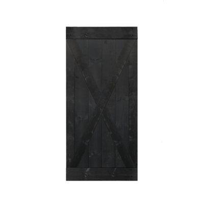Panelled Wood Painted Barn Door without Installation Hardware Kit