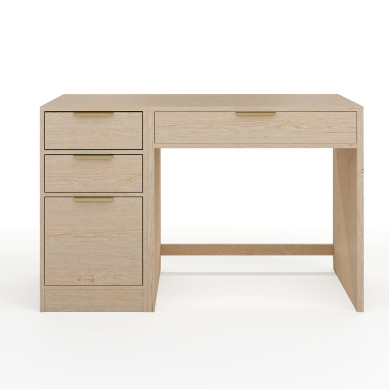 Martha Stewart Kayden Modular Single-Drawer Desk And 3 Drawer File Cabinet, Brown