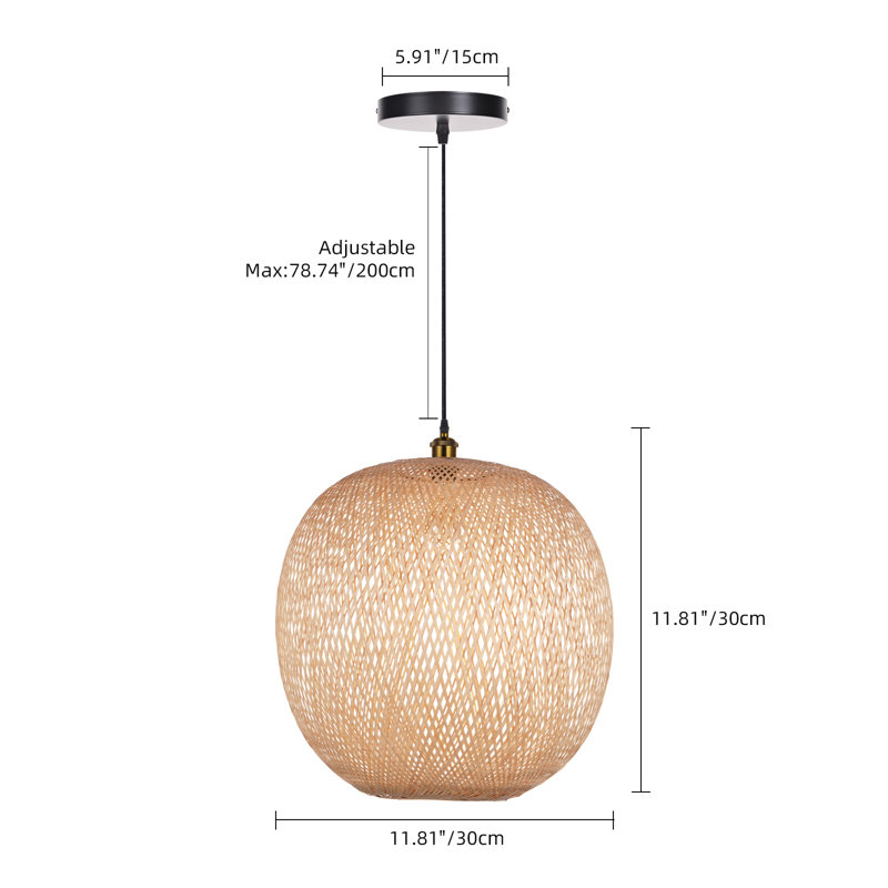 Luminaire suspendu 1 lumière Binningup, H 11,81 po x l 11,81 po x P 11,81 po
