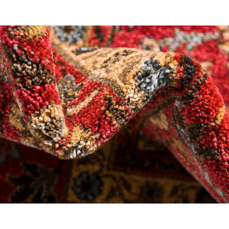 Tapis cerise à motif oriental Stirling, Carré 8 pi