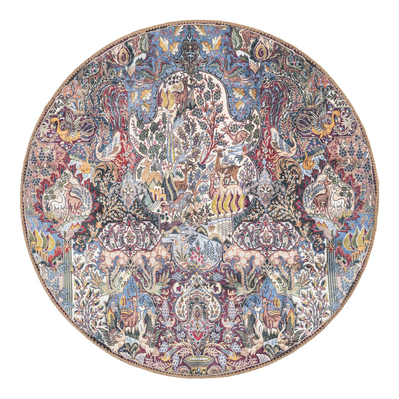 Bungalow Rose Naomi Timeless Rug, Rond 3 pi 6 po x 3 pi 6 po