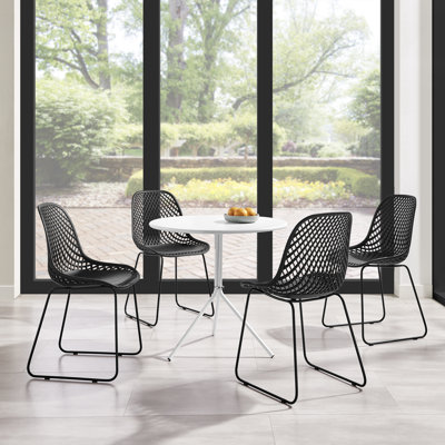 Bari Contemporary Dining Chair Set, Armless Shell Chair with Metal Legs, Quick Assembly, Indoor/Outdoor Chair (Set of 4)