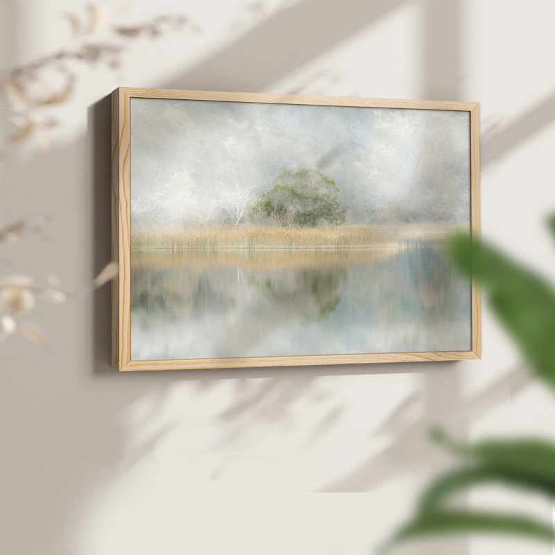 Silent Morning River -Framed Print - Restickable, Naturel, H 22 po x l 28 po